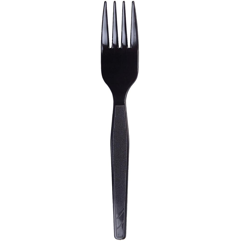 Dixie Medium-weight Disposable Forks Grab-N-Go by GP Pro - 100/Box - Fork - 100 x Fork - Plastic, Polystyrene - Black. Picture 1