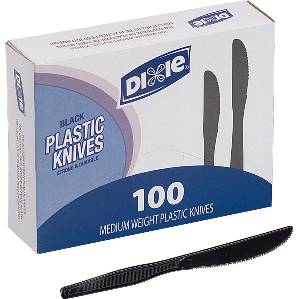 Dixie Medium-weight Disposable Knives Grab-N-Go by GP Pro - 100/Box - Knife - 100 x Knife - Plastic, Polystyrene - Black. Picture 1