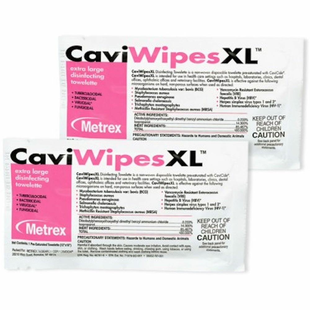 Metrex Caviwipes XL Disinfecting Towelettes - 50 / Box - Disinfectant, Bleach-free, Fragrance-free - White. Picture 1