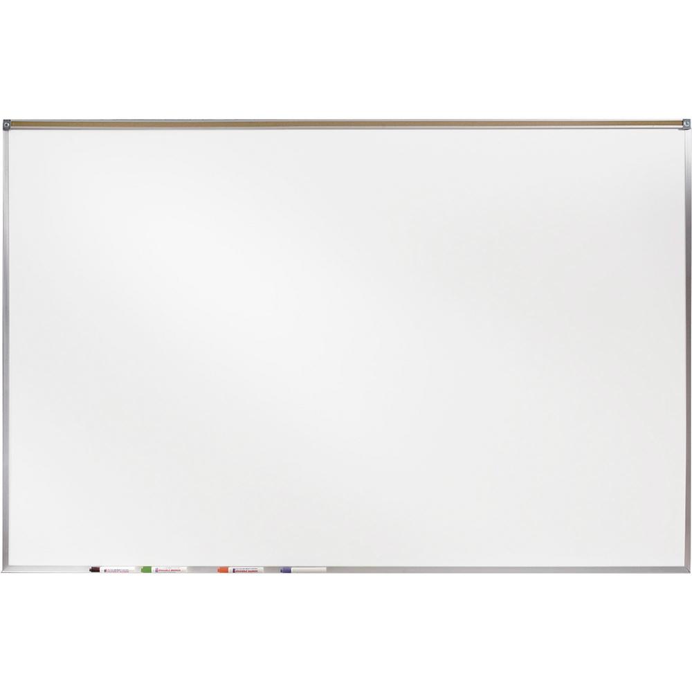 Ghent 48.50" x 72.50" Aluminum Frame Porcelain Magnetic Projection Whiteboard w/ 1" Maprail. Picture 1