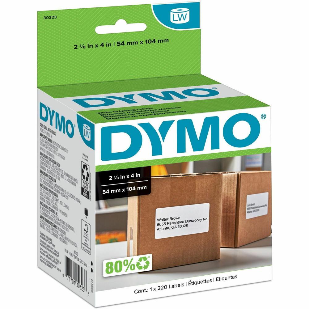 Dymo LW Shipping Labels - 2 1/10" x 4" Length - Rectangle - White - 220 / Roll. Picture 1