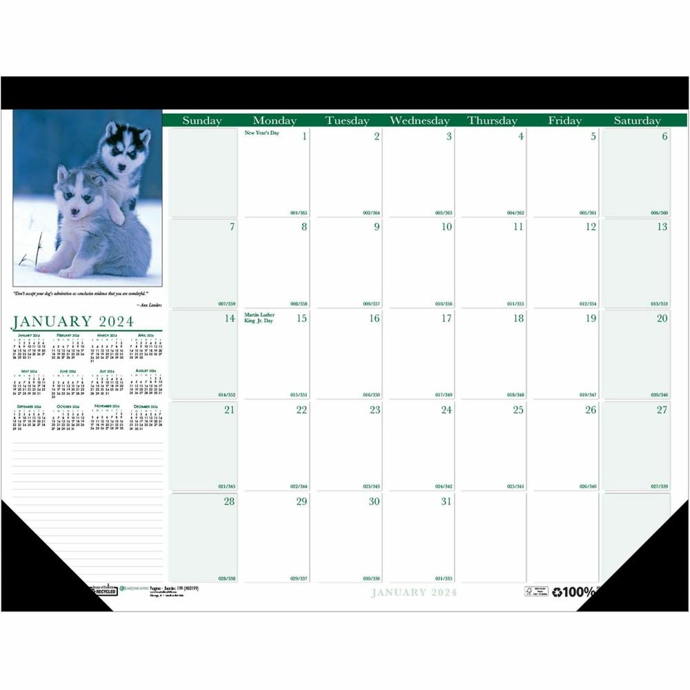 House of Doolittle Earthscapes Puppies Photo Desk Pad - Julian Dates - Monthly - 1 Year - January 2022 till December 2022 - 1 Day Single Page Layout - 22" x 17" Sheet Size - 2.88" x 2.25" Block - Desk. Picture 1