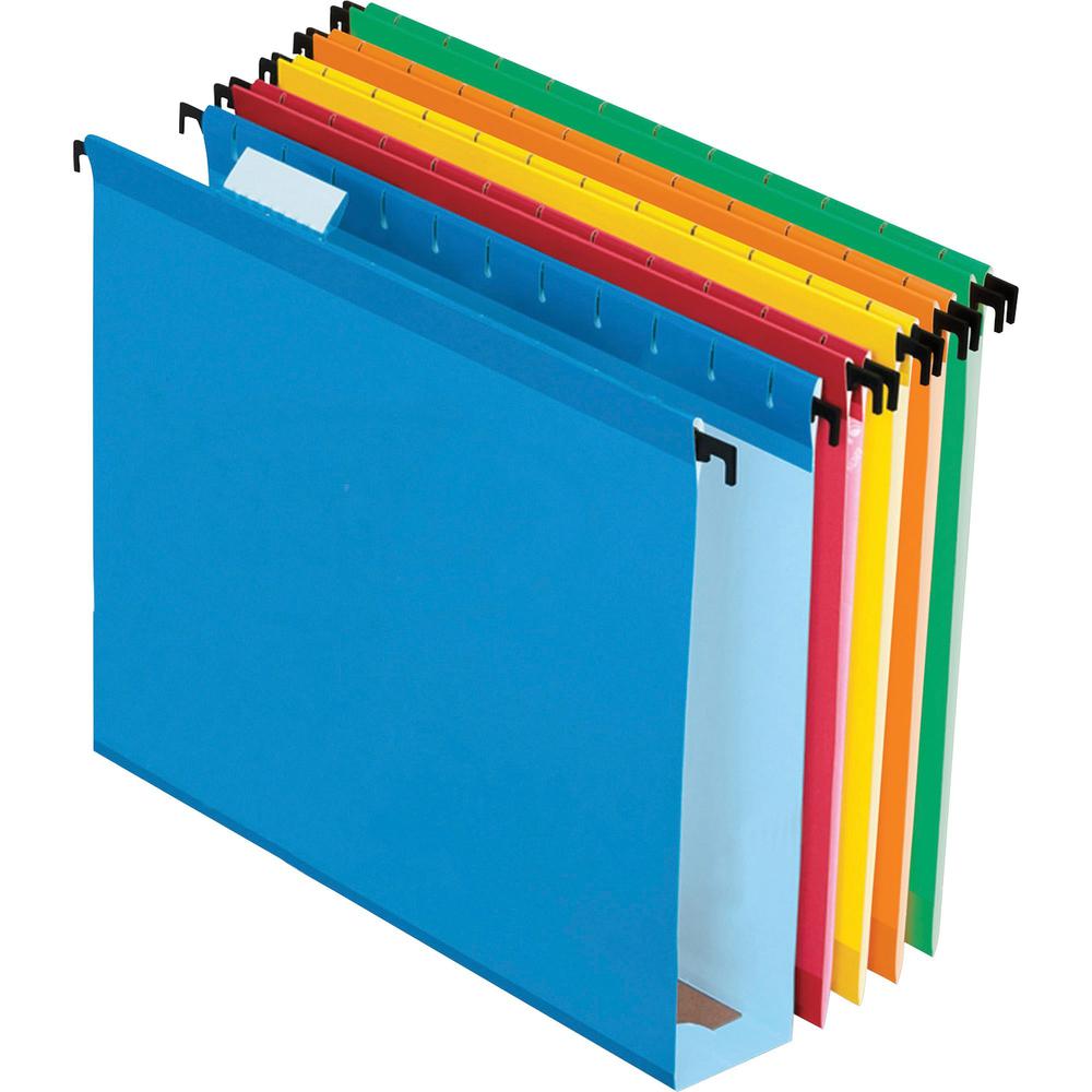 Pendaflex 1/5 Tab Cut Letter Recycled Hanging Folder - 8 1/2" x 11" - 2" Expansion - Assorted - 10% Recycled - 20 / Box. Picture 1