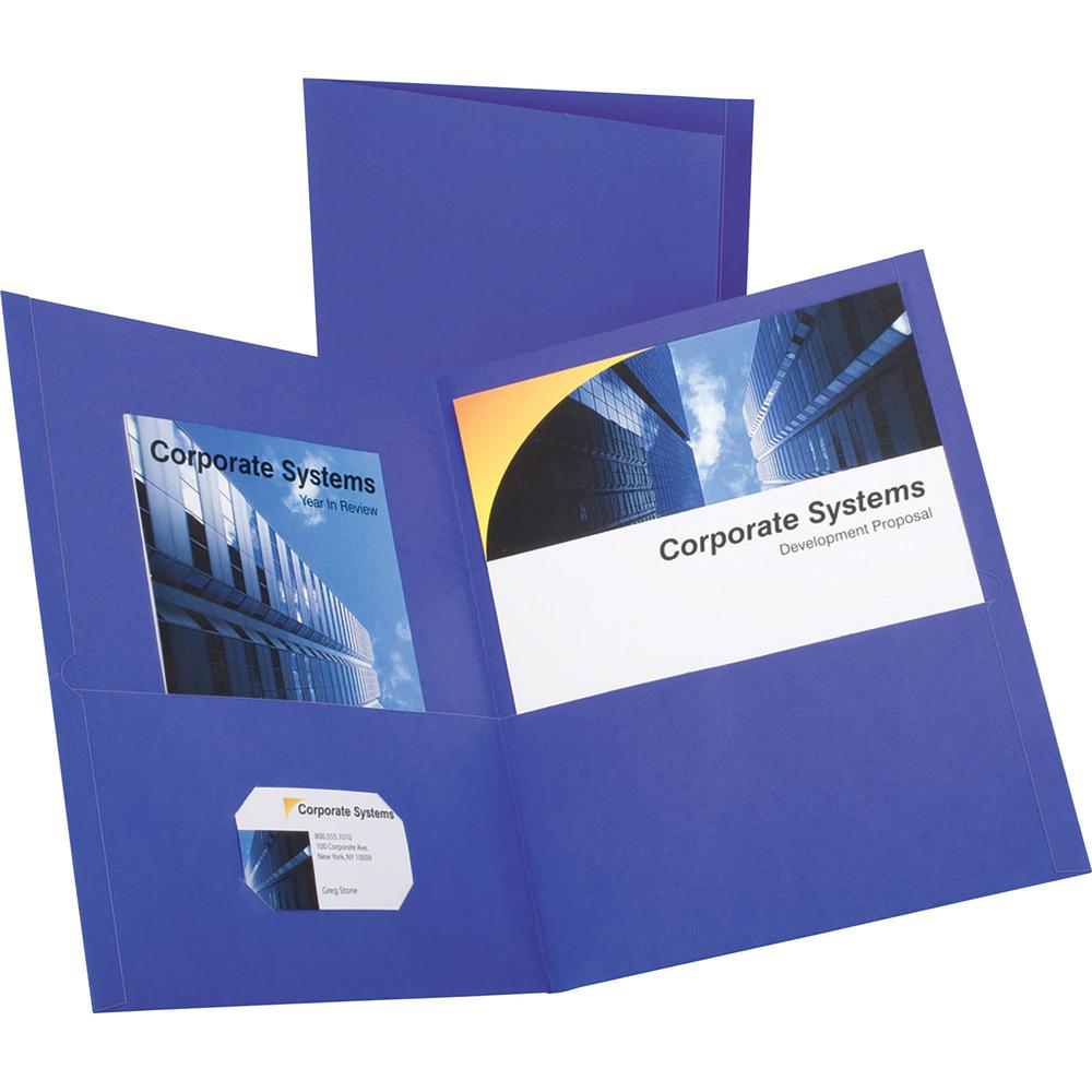 Oxford Letter Recycled Pocket Folder - 8 1/2" x 11" - 100 Sheet Capacity - 2 Inside Front & Back Pocket(s) - Leatherette Paper - Purple - 10% Recycled - 25 / Box. The main picture.