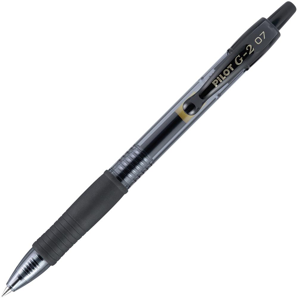Pilot G2 Retractable Gel Ink Rollerball Pens - Fine Pen Point - 0.7 mm Pen Point Size - Refillable - Retractable - Black Gel-based Ink - 12 / Dozen. The main picture.