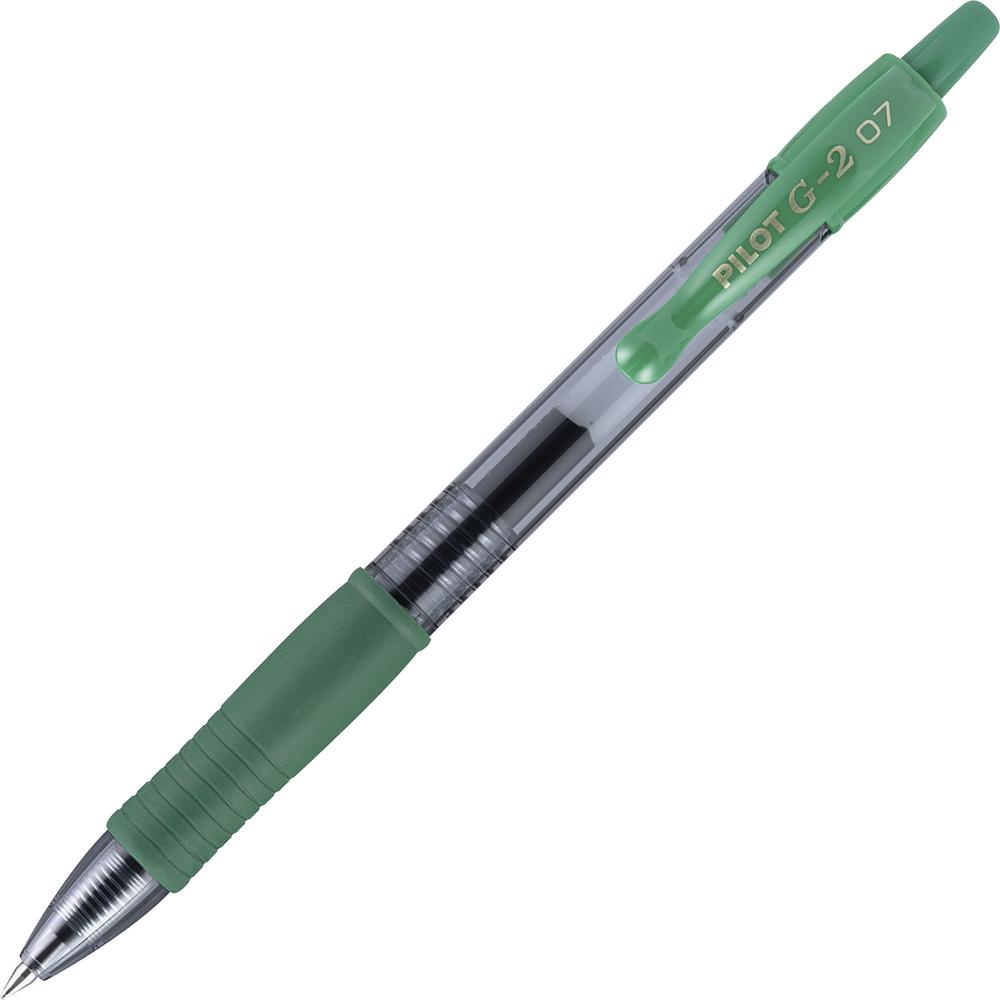 Pilot G2 Retractable Gel Ink Rollerball Pens - Fine Pen Point - 0.7 mm Pen Point Size - Refillable - Retractable - Green Gel-based Ink - 12 / Dozen. Picture 1