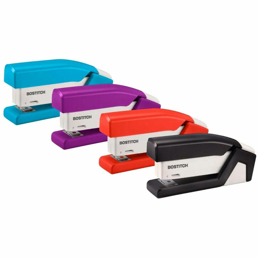 Bostitch InJoy Spring-Powered Antimicrobial Compact Stapler - 20 Sheets Capacity - 105 Staple Capacity - Half Strip - 1/4" Staple Size - 1 Each - Assorted. Picture 1