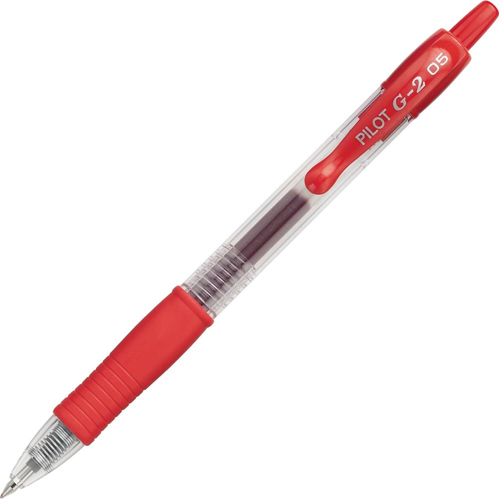 Pilot G2 Retractable XFine Gel Ink Rollerball Pens - Extra Fine Pen Point - 0.5 mm Pen Point Size - Refillable - Retractable - Red Gel-based Ink - 1 Dozen. Picture 1