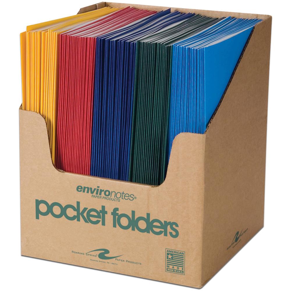 Roaring Spring Letter Pocket Folder - 8 1/2" x 11" - 50 Sheet Capacity - 2 Internal Pocket(s) - Paper - Assorted - 100 / Carton. Picture 1