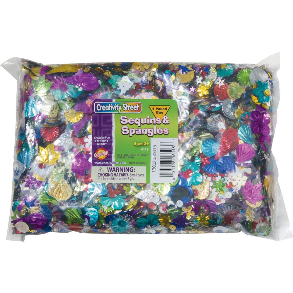 Creativity Street Sequins & Spangles 1 Pound Bag - Decoration, Craft, Classroom, Costume - 1 / Pack - Assorted. Picture 1
