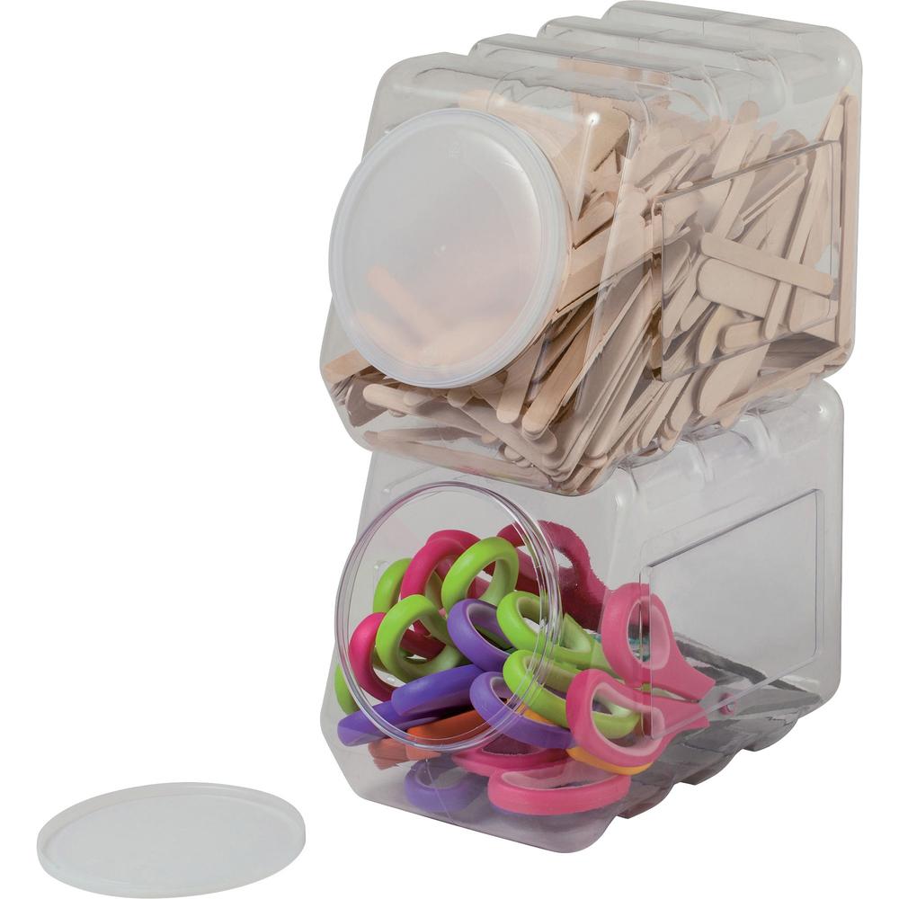 Dixon Interlocking Storage Container With Lid - External Dimensions: 5.5" Width x 9.5" Depth - Interlocking Closure - Plastic - Clear - 1 Each. Picture 1