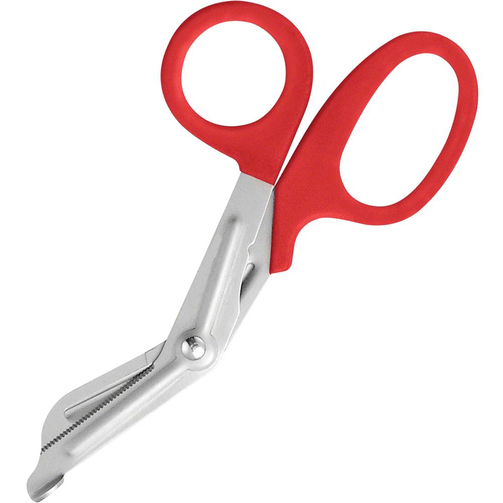 Westcott All Purpose 7" Utility Snip - 1.75" Cutting Length - 7" Overall Length - Left/Right - Stainless Steel Serrated Blade - Blunted Tip - Red, Stainless Steel - 1 Each. Picture 1