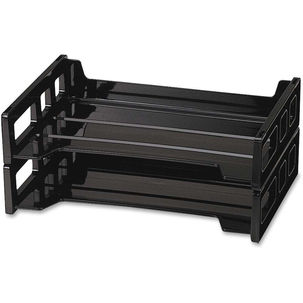 Officemate Side-Loading Stackable 2/PK Desk Trays - 2.8" Height x 13.2" Width x 9" Depth - Desktop - Stackable, Durable - Plastic - 2 / Pack. The main picture.