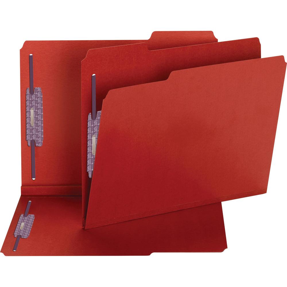 Smead Colored 1/3 Tab Cut Letter Recycled Fastener Folder - 8 1/2" x 11" - 2" Expansion - 2 x 2S Fastener(s) - 2" Fastener Capacity for Folder - Top Tab Location - Assorted Position Tab Position - Pre. Picture 1