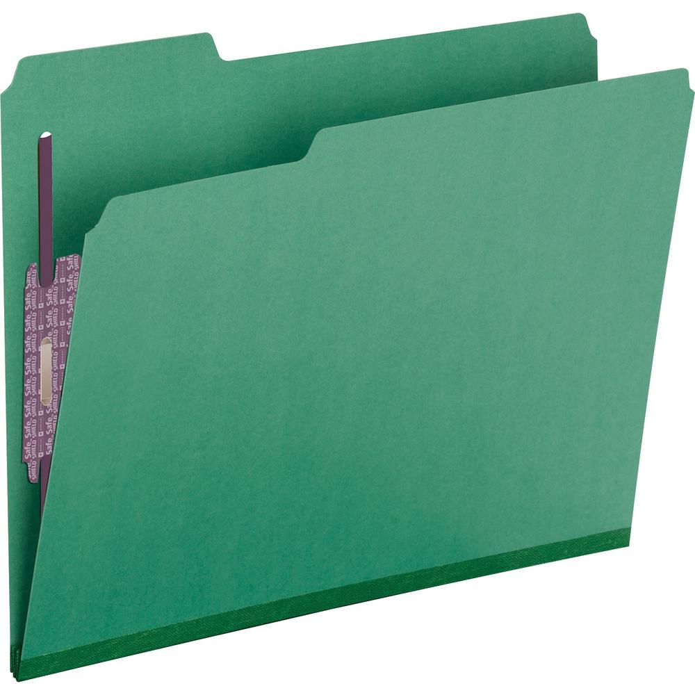Smead Colored 1/3 Tab Cut Letter Recycled Fastener Folder - 8 1/2" x 11" - 2" Expansion - 2 x 2S Fastener(s) - 2" Fastener Capacity for Folder - Top Tab Location - Assorted Position Tab Position - Pre. Picture 1