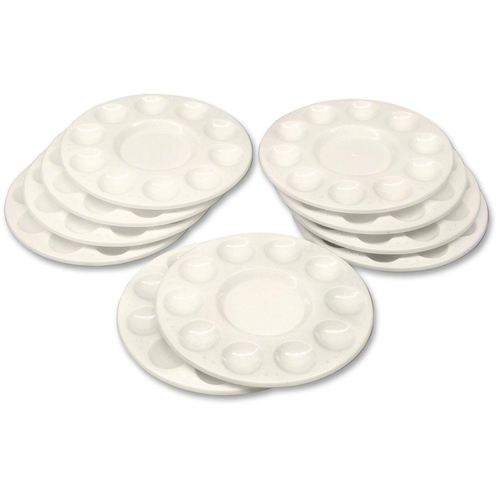Creativity Street Round Paint Trays - Classroom - 10 / Pack - White - Plastic. The main picture.