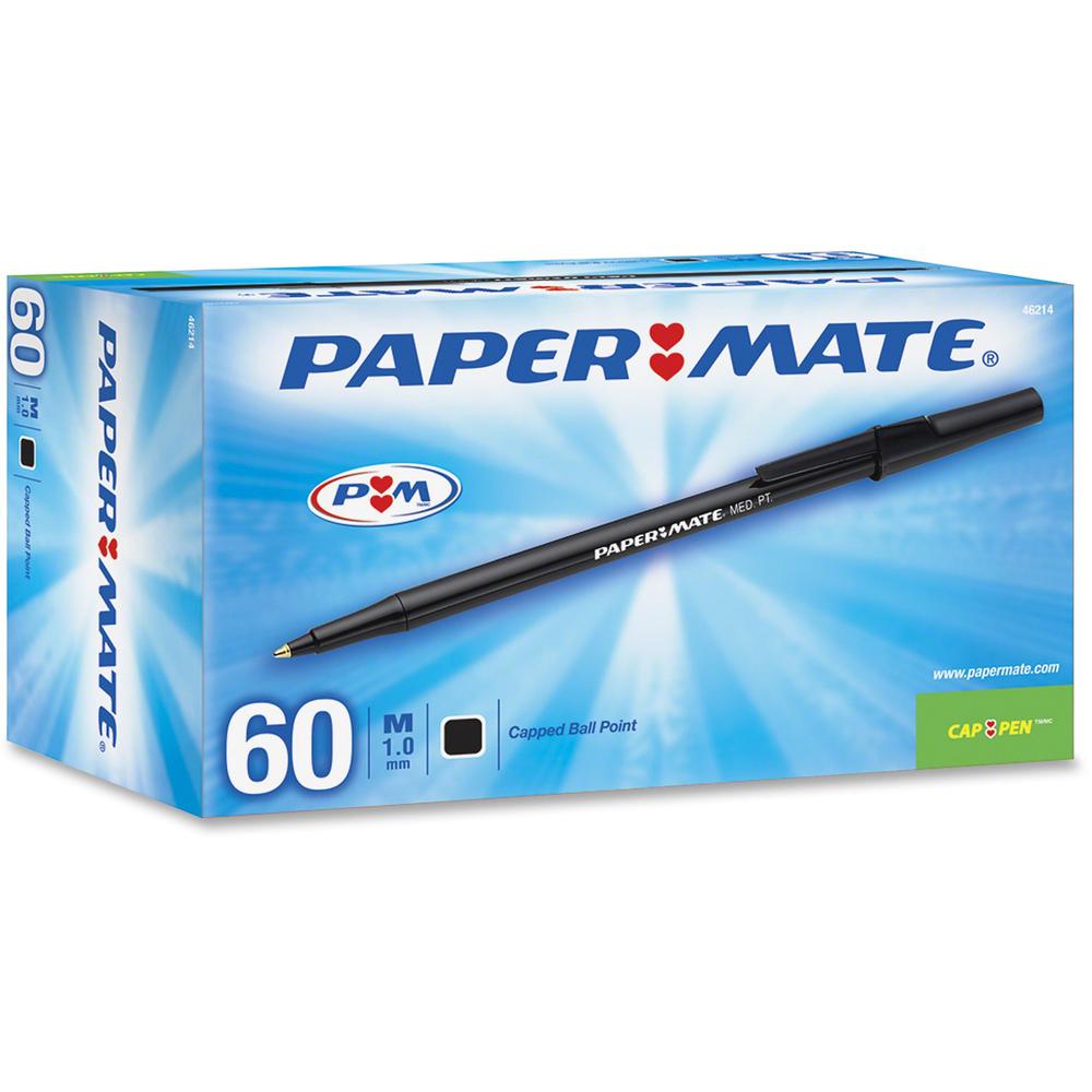 Paper Mate Write Bros. Ballpoint Stick Pens - Medium Pen Point - Black Carbon - 60 / Box. Picture 1