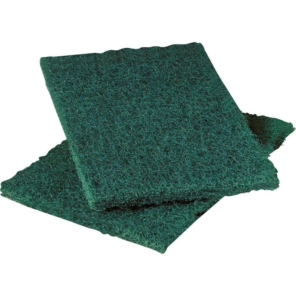 Scotch-Brite Heavy-Duty Scouring Pad - 9" Height x 6" Width - 12/Dozen - Synthetic Fiber, Resin - Green. Picture 1