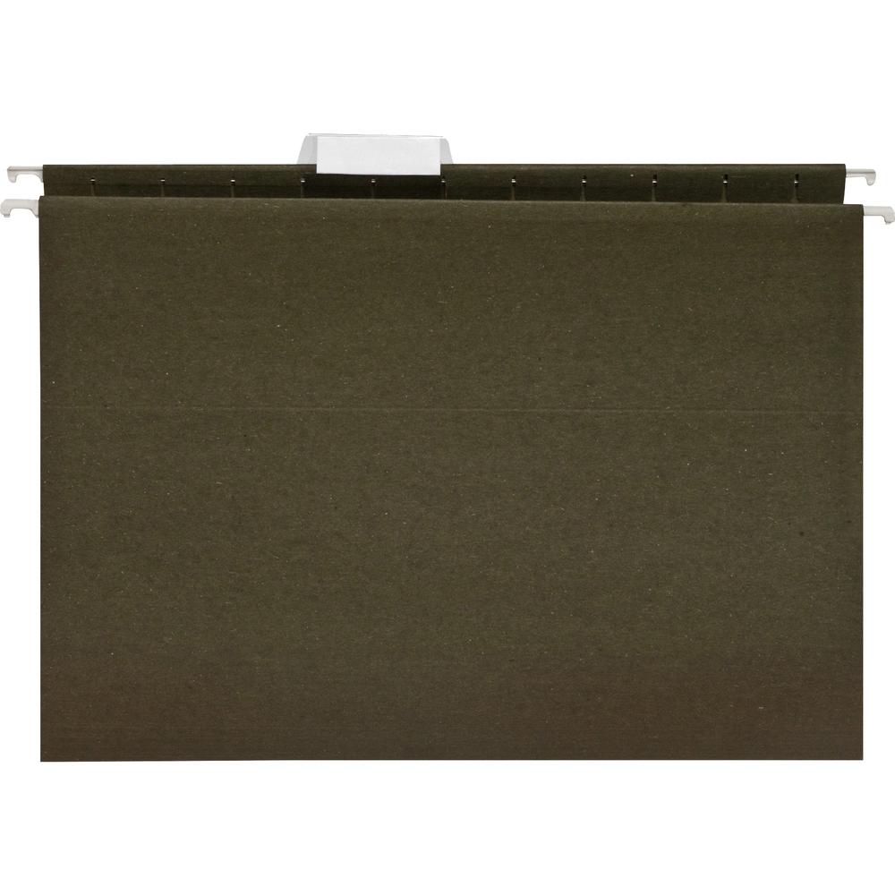 Business Source 1/5 Tab Cut Letter Recycled Hanging Folder - 8 1/2" x 11" - Green - 100% Recycled - 25 / Box. The main picture.