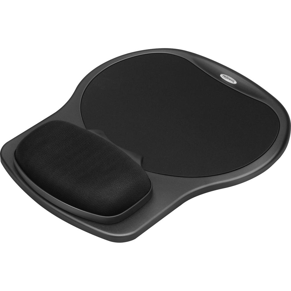 Fellowes Easy Glide Gel Wrist Rest and Mouse Pad - Black - 1.50" x 10" x 12" Dimension - Black - Gel - Wear Resistant, Tear Resistant - 1 Pack. Picture 1