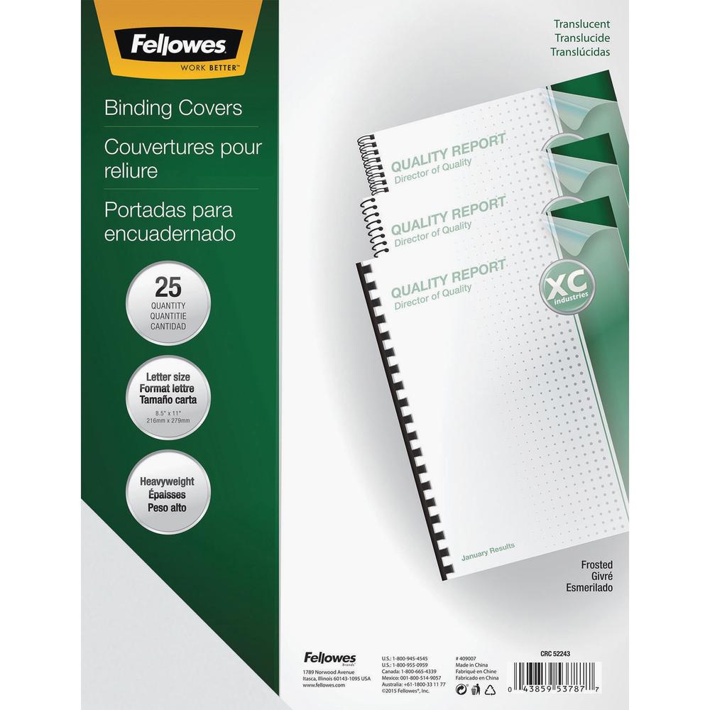 Fellowes Futura Frosted Presentation Covers - 11" Height x 8.5" Width x 0.1" Depth - For Letter 8 1/2" x 11" Sheet - Rectangular - Clear - Polypropylene - 25 / Pack. Picture 1