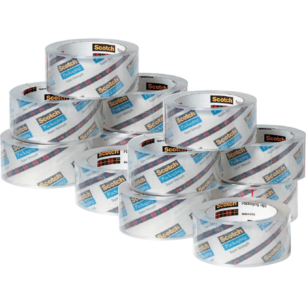 Scotch Commercial-Grade Shipping/Packaging Tape - 54.60 yd Length x 1.88" Width - 3.1 mil Thickness - 3" Core - Synthetic Rubber Resin - For Sealing, Splicing - 48 / Carton - Clear. Picture 1