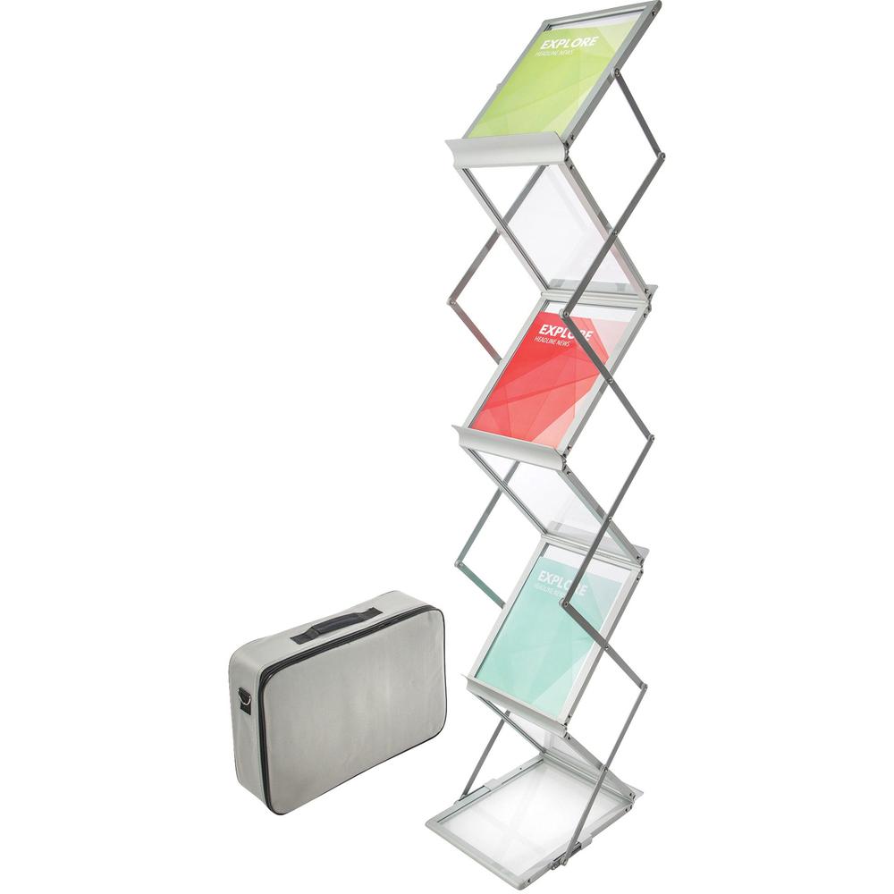Deflecto Portable Literature Display - 6 Pocket(s) - 59" Height x 10.9" Width x 14.5" Depth - Floor - Collapsible - 1 Each. Picture 1