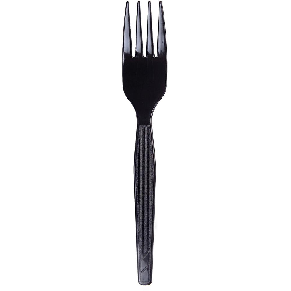Dixie Medium-Weight Disposable Plastic Forks by GP Pro - 1000/Carton - Polystyrene - Black. The main picture.