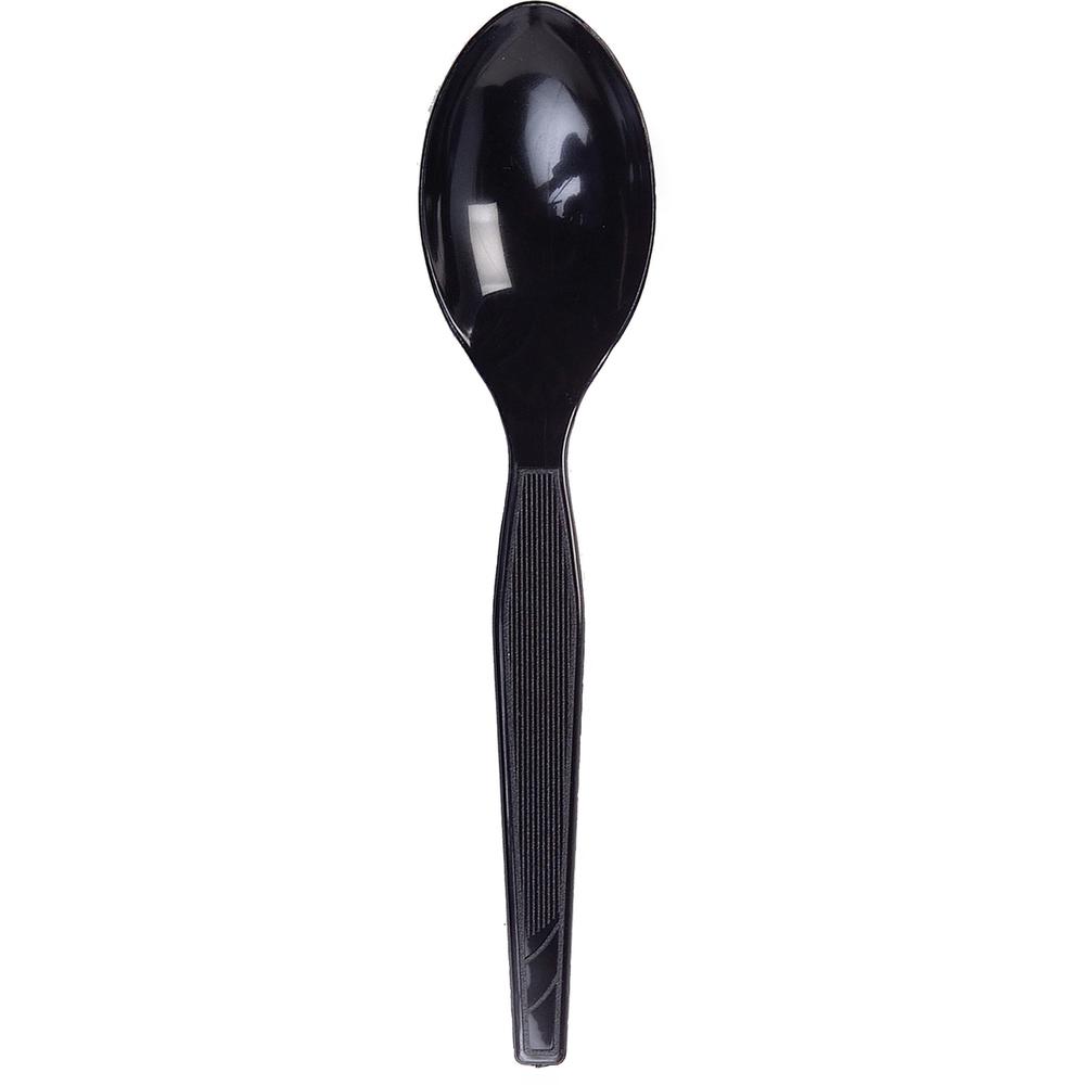 Dixie Medium-weight Disposable Teaspoons by GP Pro - 1000/Carton - Plastic - Black. Picture 1