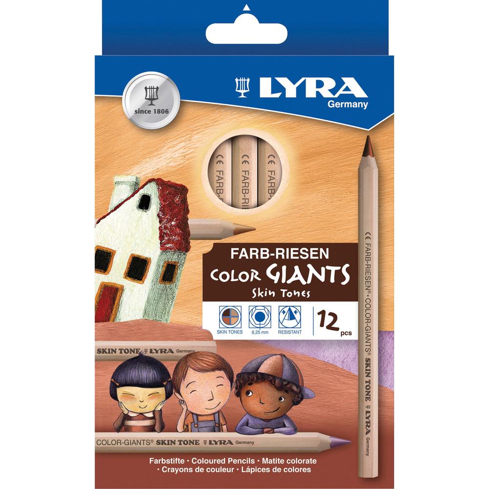 Lyra Color-Giants Skin Tone Colored Pencils - 6.3 mm Lead Diameter - Assorted Lead - 12 / Pack. Picture 1