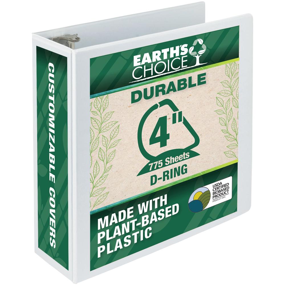 Samsill Earth's Choice Durable 4" Biobased, Eco-friendly View Binder - 4" Binder Capacity - Letter - 8 1/2" x 11" Sheet Size - 775 Sheet Capacity - D-Ring Fastener(s) - 2 Pocket(s) - Polypropylene, Ch. The main picture.