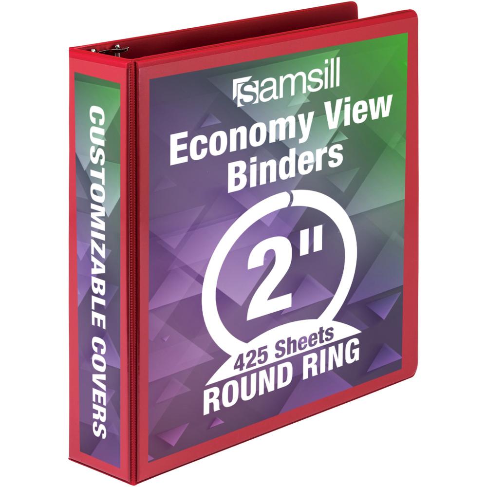 Samsill Economy 2" Round Ring View Binders - 2" Binder Capacity - Letter - 8 1/2" x 11" Sheet Size - 425 Sheet Capacity - 3 x Round Ring Fastener(s) - 2 Internal Pocket(s) - Polypropylene, Chipboard -. Picture 1
