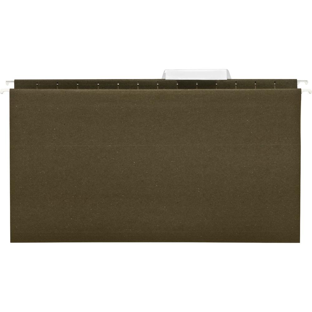 Business Source 1/3 Tab Cut Legal Recycled Hanging Folder - 8 1/2" x 14" - Green - 100% Recycled - 25 / Box. Picture 1
