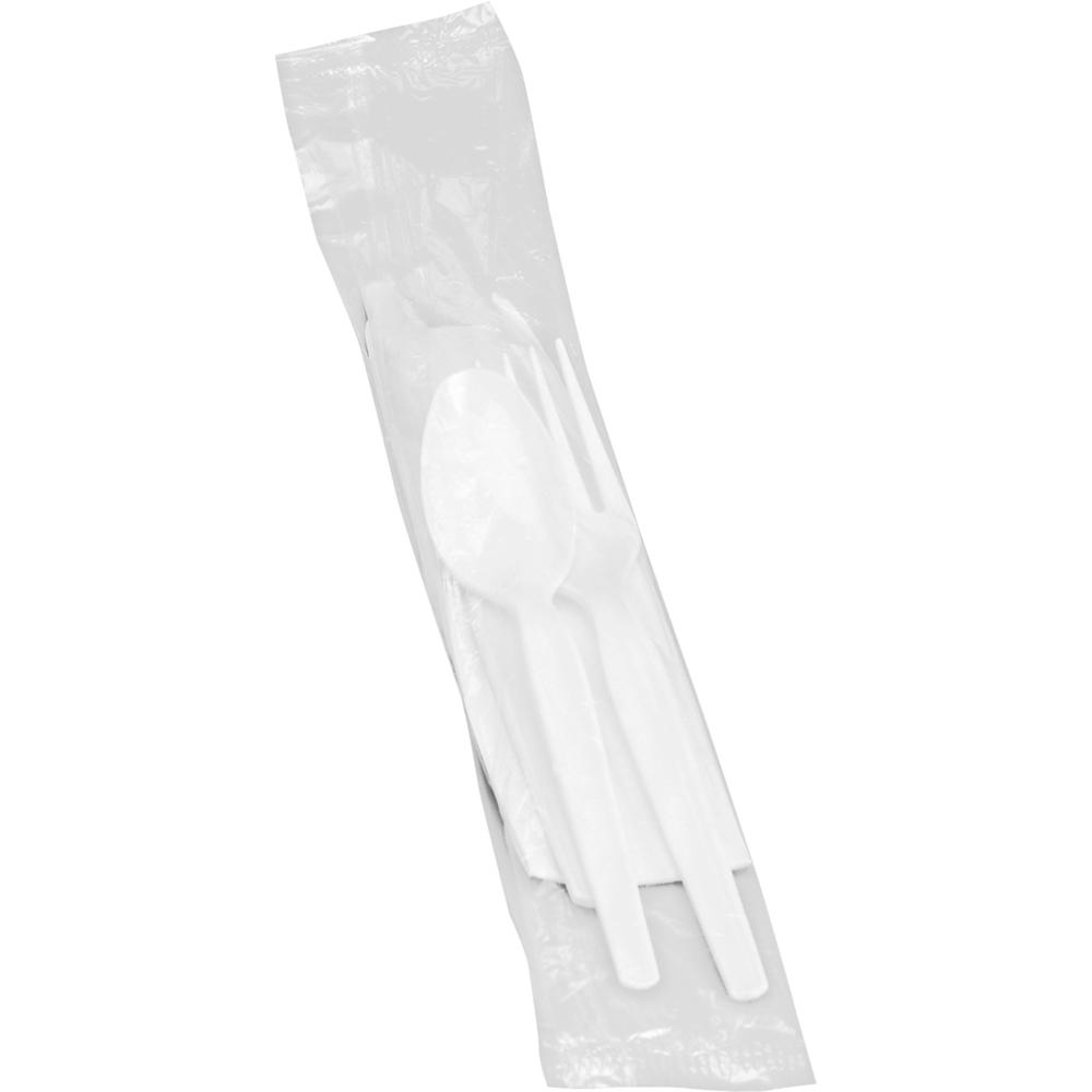 Genuine Joe Fork/Knife/Spoon Utensil Kit - 250/Carton - Polystyrene - White. Picture 1