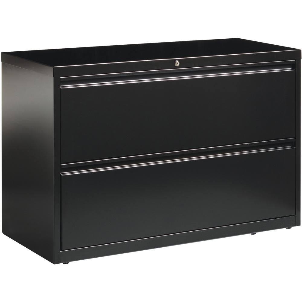 Lorell Fortress Series Lateral File - 42" x 18.6" x 28.1" - 2 x Drawer(s) for File - Letter, Legal, A4 - Lateral - Interlocking, Leveling Glide, Ball-bearing Suspension, Label Holder - Black - Recycle. Picture 1
