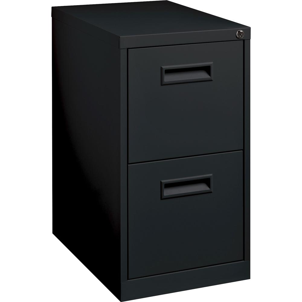 Lorell 22" File/File Mobile File Cabinet with Recessed Pull - 15" x 22.9" x 28" - 2 x Drawer(s) for File - Letter - Security Lock, Ball-bearing Suspension - Black - Powder Coated - Steel - Recycled. Picture 1