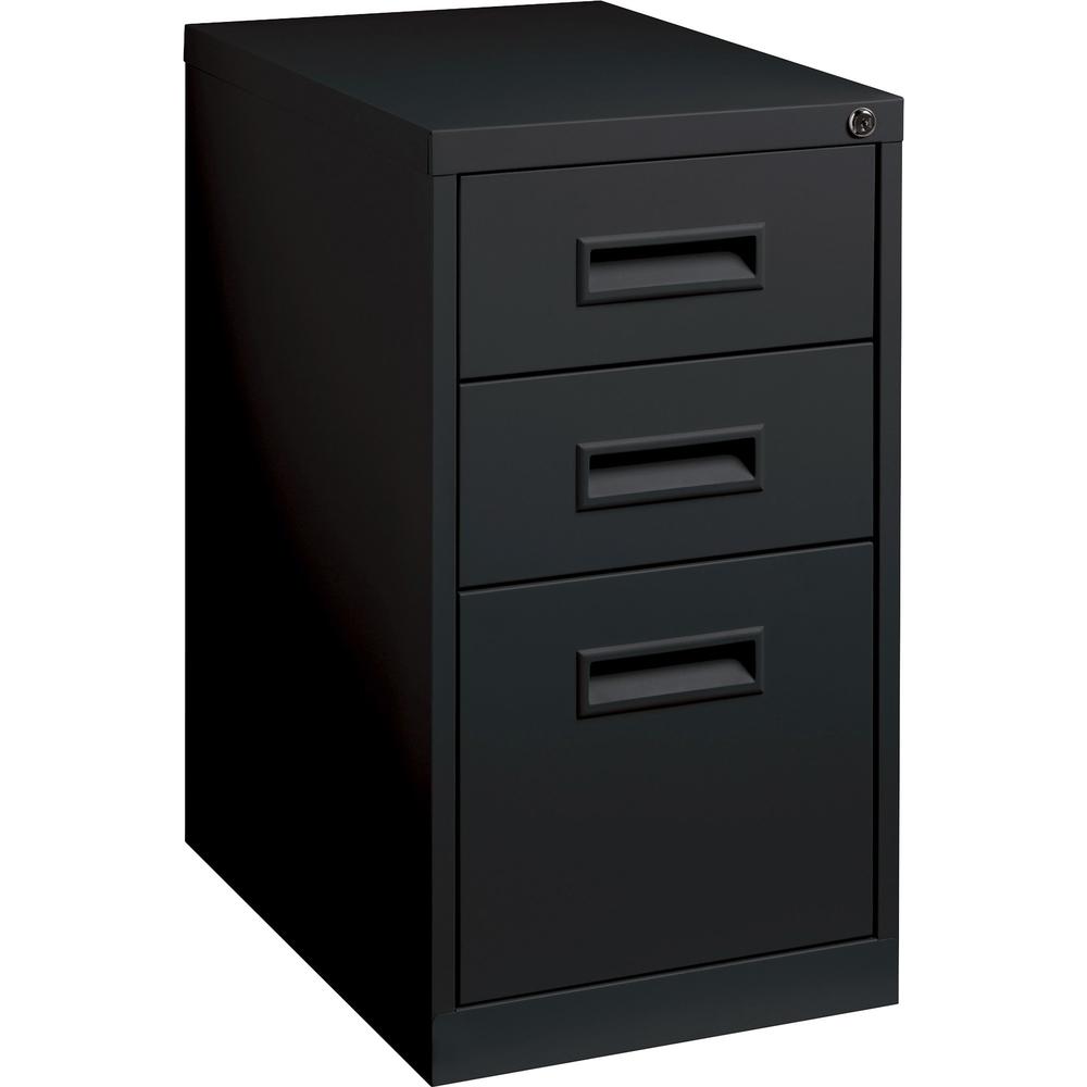 Lorell 22" Box/Box/File Mobile File Cabinet with Recessed Pull - 15" x 22" x 27.8" - 3 x Drawer(s) for Box, File - Letter - Security Lock, Ball-bearing Suspension - Black - Powder Coated - Steel - Rec. Picture 1