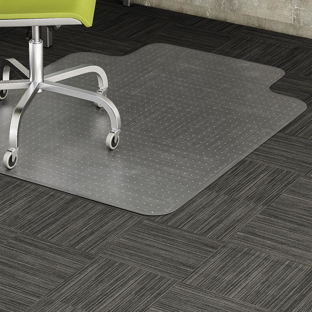 Lorell Wide Lip Low-pile Chairmat - Carpeted Floor - 60" Length x 45" Width x 0.122" Thickness - Lip Size 12" Length x 25" Width - Vinyl - Clear - 1Each. Picture 2