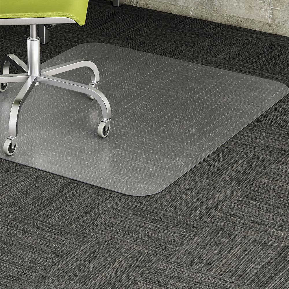 Lorell Low-Pile Chairmat - Carpeted Floor - 60" Length x 46" Width x 0.122" Thickness - Rectangular - Vinyl - Clear - 1Each. Picture 1