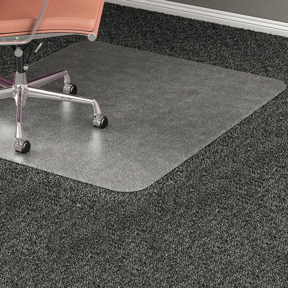Lorell Plush-pile Chairmat - Carpeted Floor - 60" Length x 46" Width x 0.173" Thickness - Rectangular - Vinyl - Clear - 1Each. Picture 1