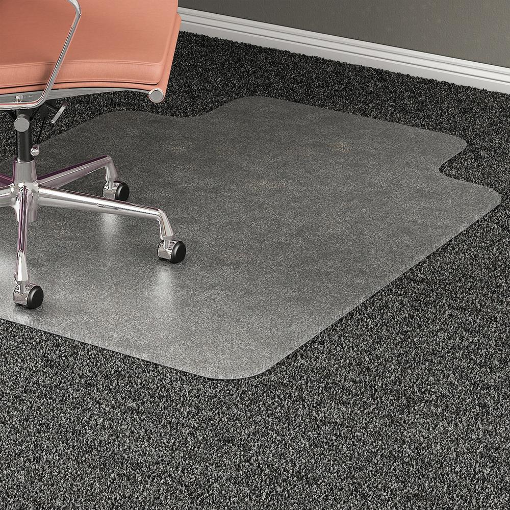 Lorell Plush-pile Wide-Lip Chairmat - Carpeted Floor - 53" Length x 45" Width x 0.173" Thickness - Lip Size 12" Length x 25" Width - Vinyl - Clear - 1Each. Picture 1