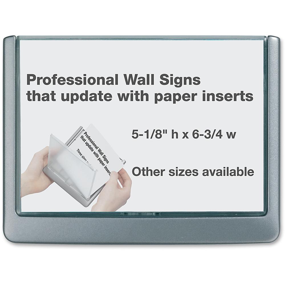 DURABLE&reg; CLICK SIGN with Cubicle Panel Pins - 4-1/8" x 5-7/8" - 2 Pins - Anti-glare - Acrylic, Aluminum - Updateable - Graphite - 1 Pack. Picture 1