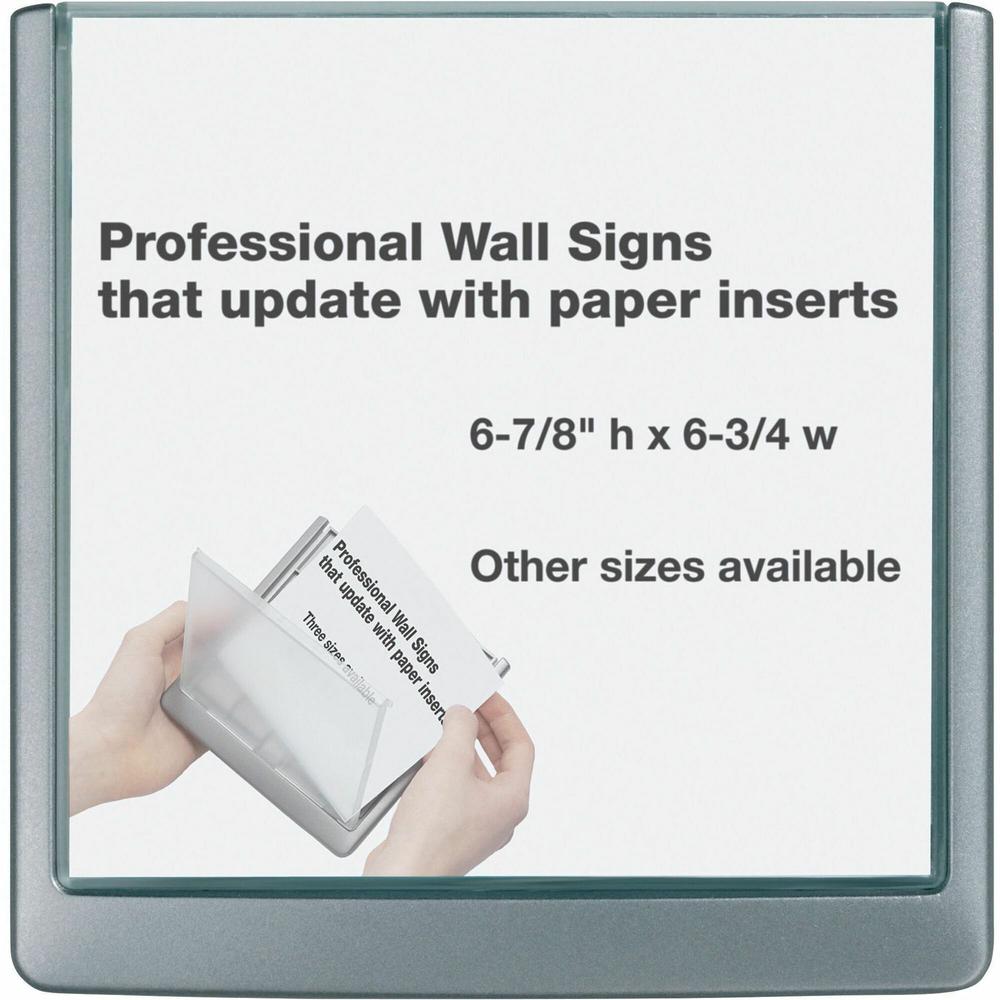 DURABLE&reg; CLICK SIGN with Cubicle Panel Pins - 5-7/8" x 5-7/8" - 2 Pins - Anti-glare - Acrylic, Aluminum - Updateable - Graphite - 1 Pack. Picture 1