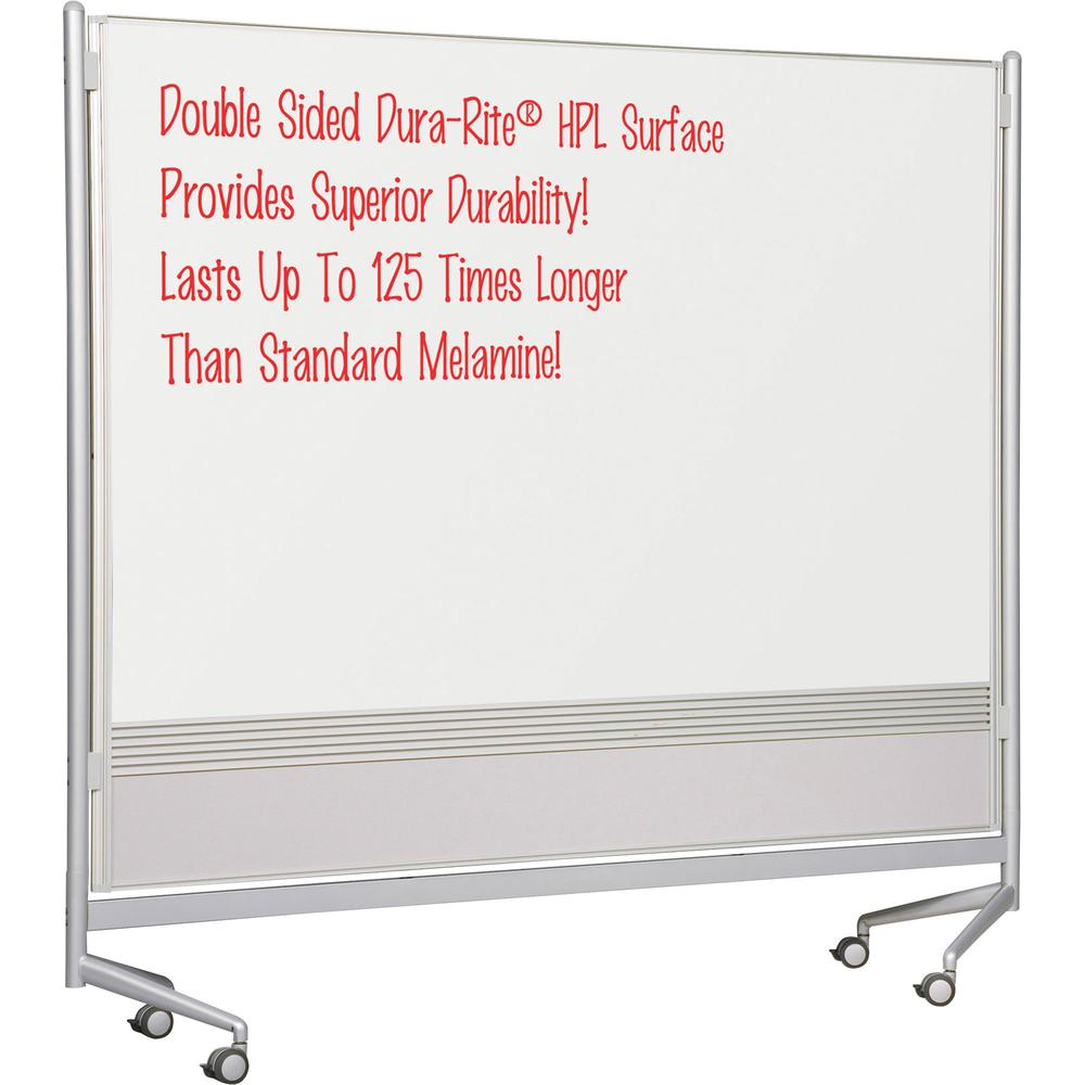MooreCo Mobile Dry-erase Double-sided Partition - 76" (6.3 ft) Width x 74" (6.2 ft) Height - Rectangle - Assembly Required - 1 Each. Picture 1
