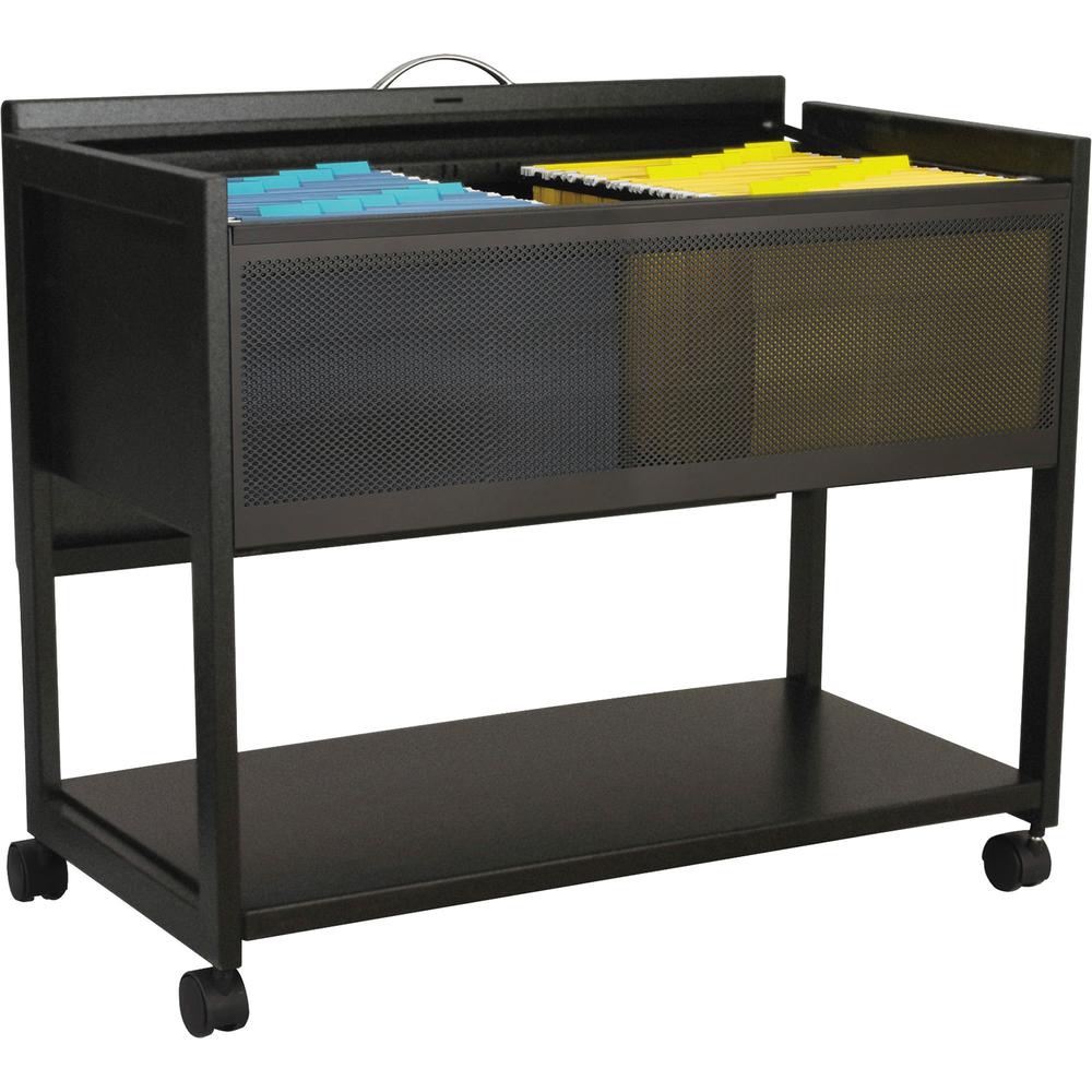 Safco Top Locking Mesh Mobile Tub Files - 4 Casters - 2.50" Caster Size - Steel - x 33.3" Width x 17" Depth x 27" Height - Black - 1 Each. Picture 1