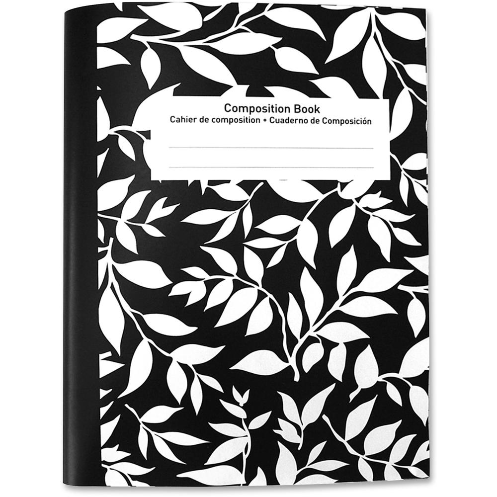 Sparco College-ruled 80 Sht Composition Notebook - 80 Sheets - 15 lb Basis Weight - 7 1/2" x 10" - Bright White Paper - Black Cover Marble - Recycled - 1 Each. Picture 1