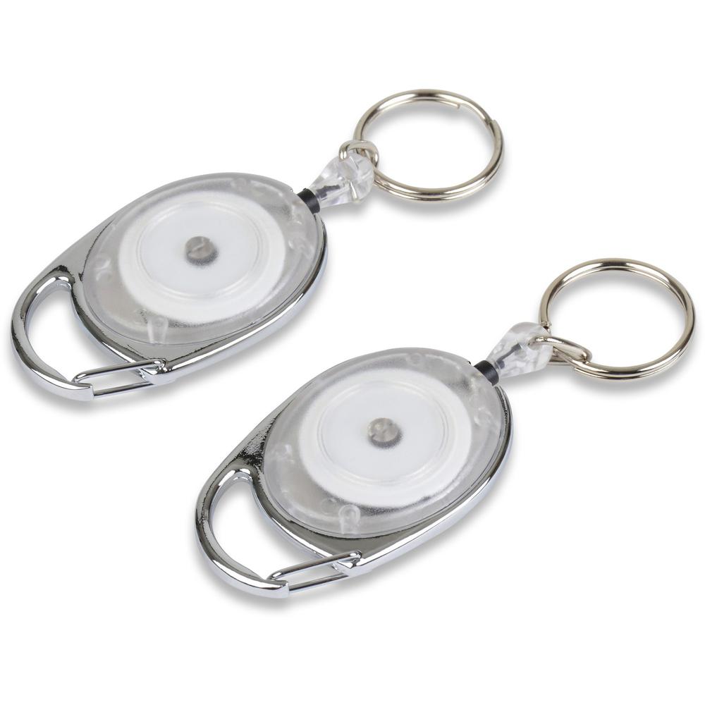 Tatco Reel Key Chain with Chrome Carabiner - 6 / Pack - Chrome. Picture 1