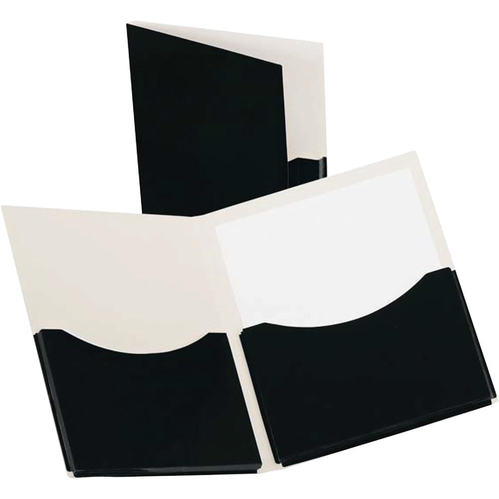 Oxford Letter Pocket Folder - 8 1/2" x 11" - 200 Sheet Capacity - 2 Pocket(s) - Black - 20 / Box. Picture 1