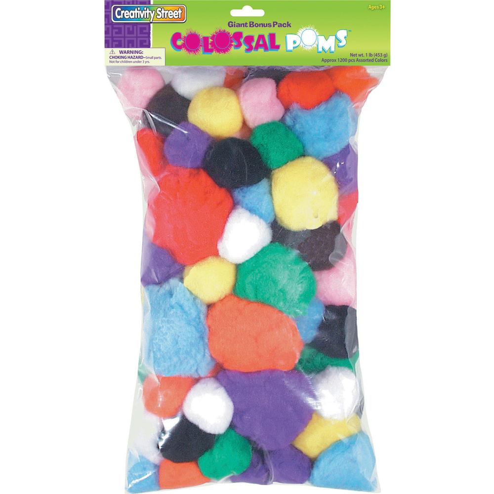 Creativity Street Colossal Poms - Art, Craft, Classroom Activities - 1 / Pack - Assorted - Acrylic. Picture 1