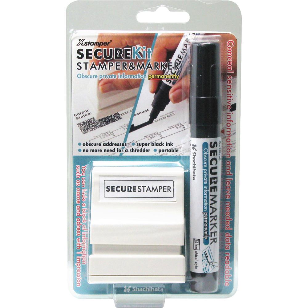 Xstamper Small Security Stamper Kit - 0.50" Impression Width x 1.69" Impression Length - Black - 1 / Pack. The main picture.